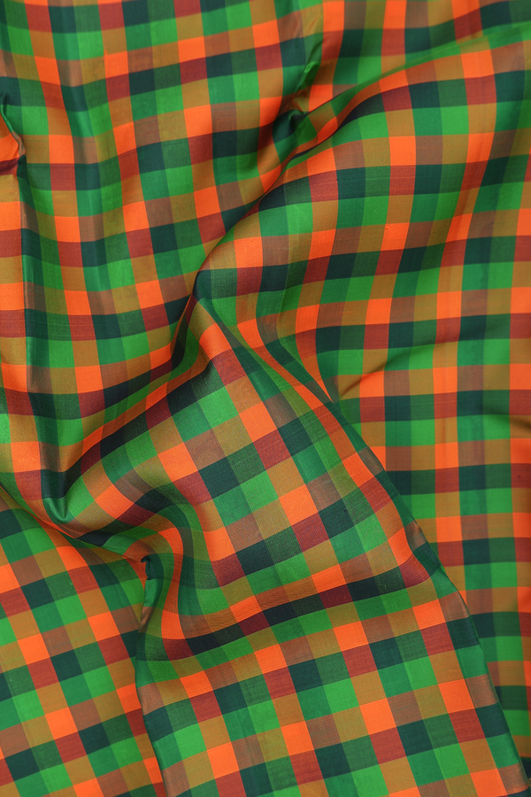 Kanchipuram Silk Saree In Multicolor With Checks Design