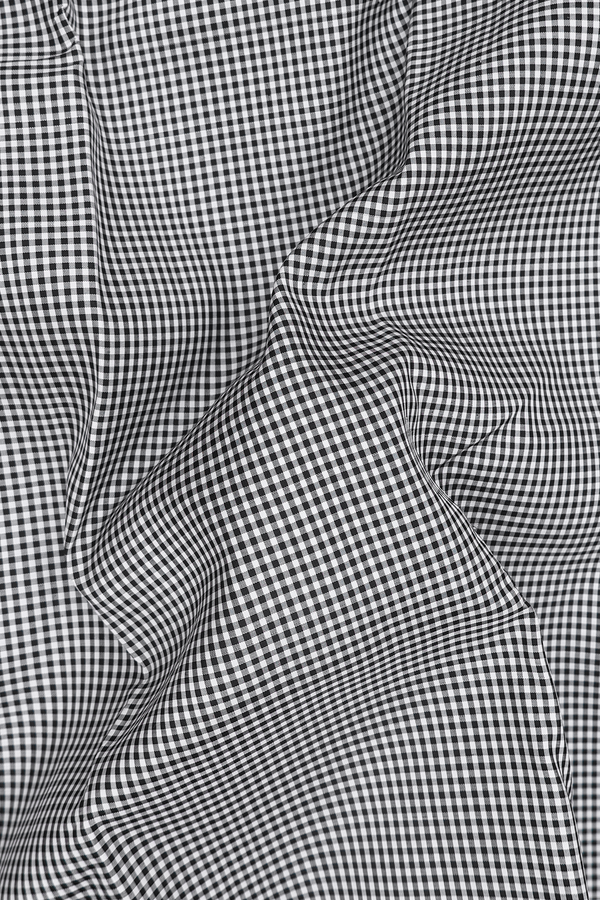 Kanchipuram Silk Saree In Black And White With Checks Design