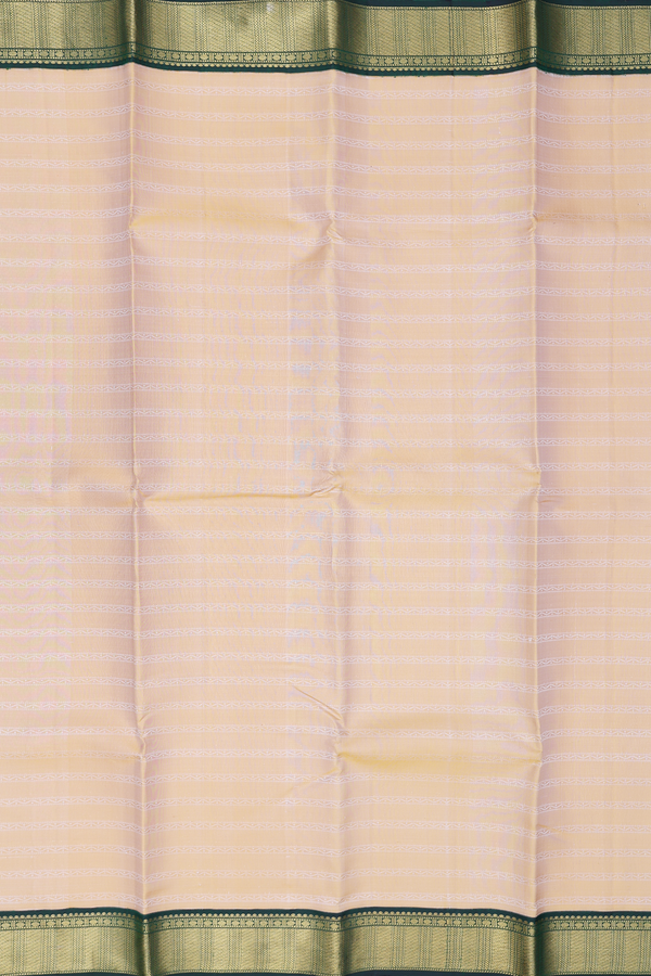 Kanchipuram Silk Saree In Light Brown With Stripes Design