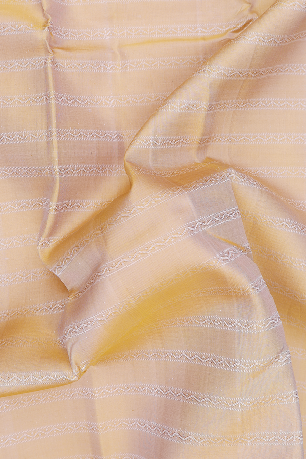 Kanchipuram Silk Saree In Light Brown With Stripes Design