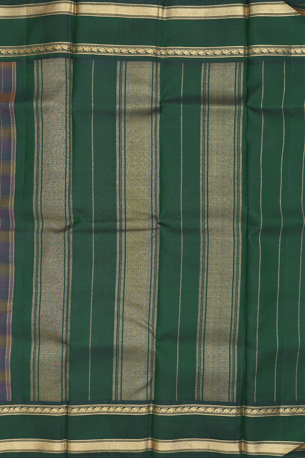 Kanchipuram Silk Saree Pink And Orange With Stripes Design
