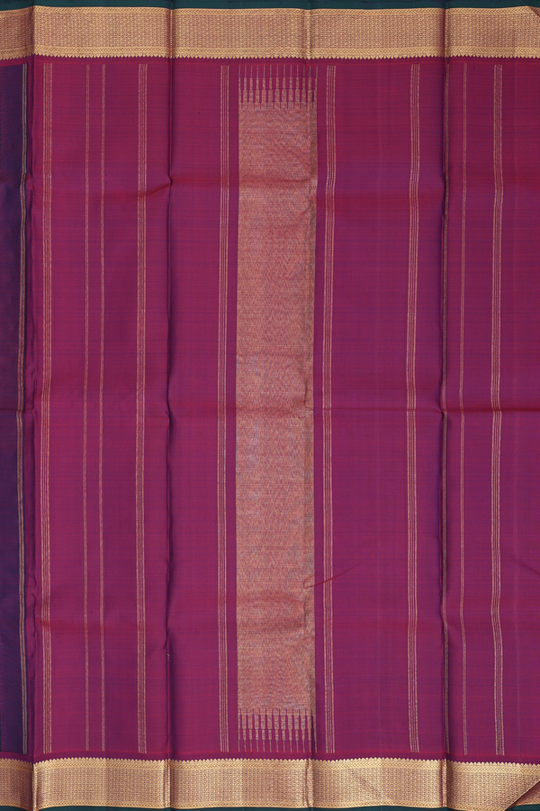 Kanchipuram Silk Saree In Navy Blue With Stripes Design