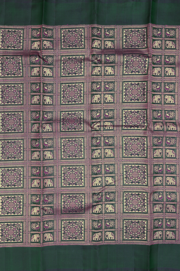 Kanchipuram Silk Saree In Dark Green With Brocade Design