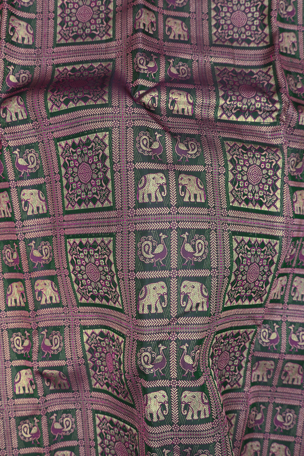 Kanchipuram Silk Saree In Dark Green With Brocade Design