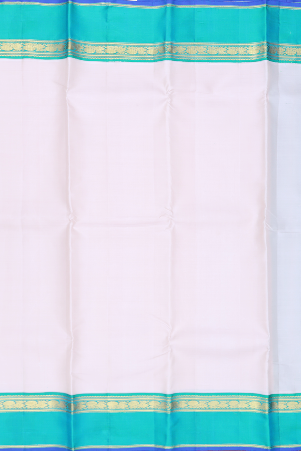 Kanchipuram Silk Saree In Off White With Contrast Border