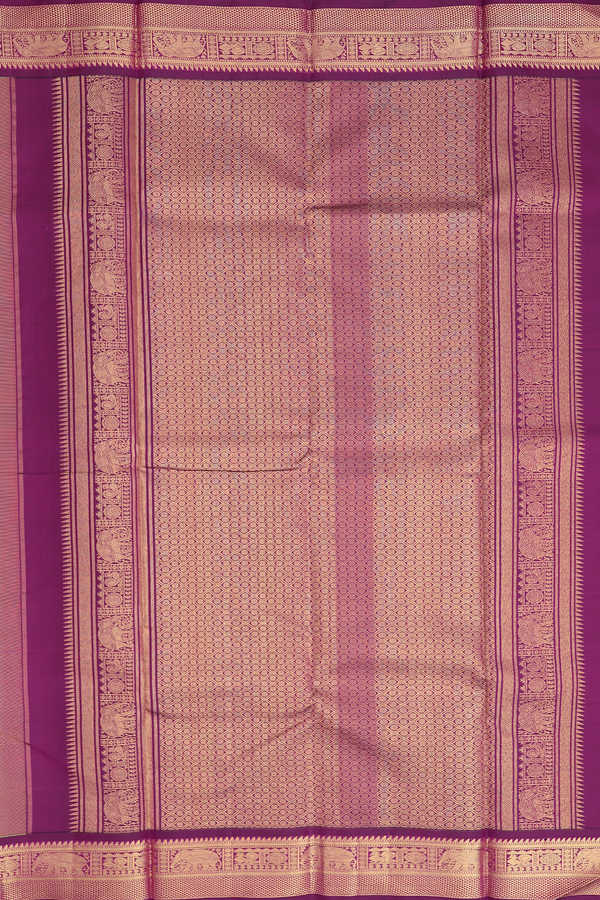 Kanchipuram Silk Saree In Olive Yellow With Paisley Buttas