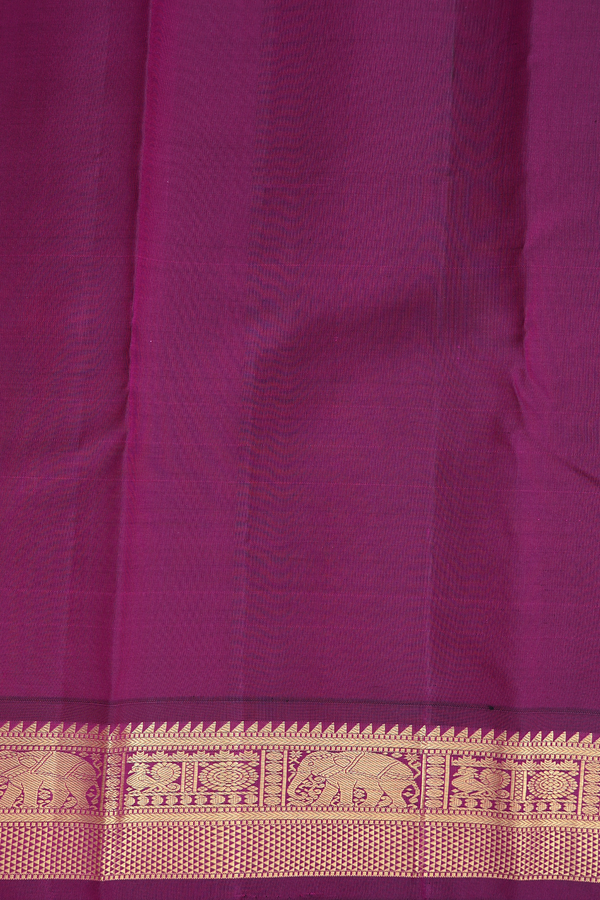 Kanchipuram Silk Saree In Olive Yellow With Paisley Buttas