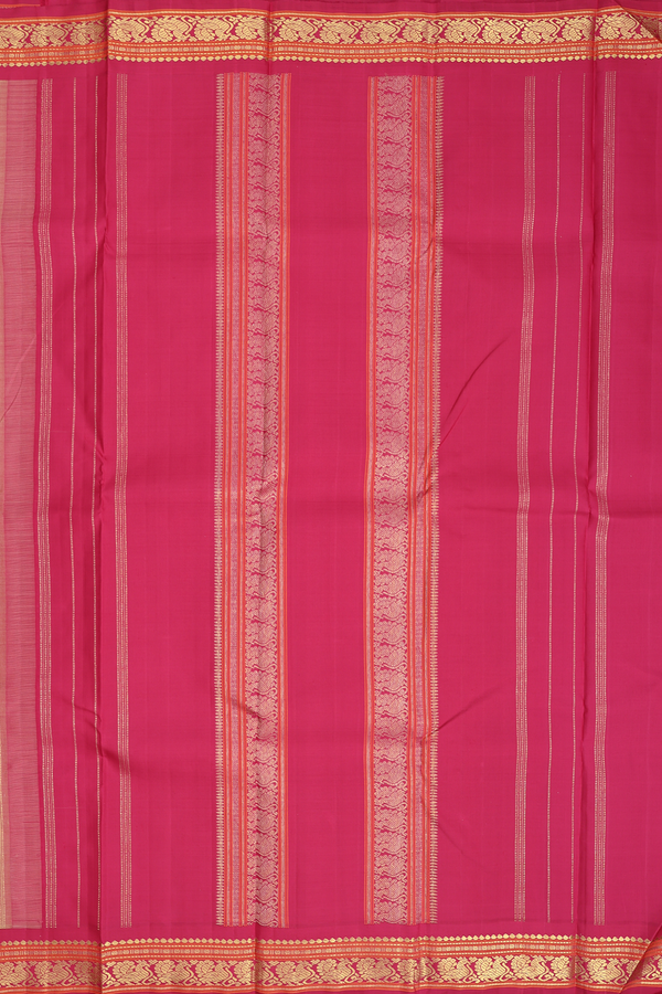Kanchipuram Silk Saree In Light Brown With Threadwork Buttas