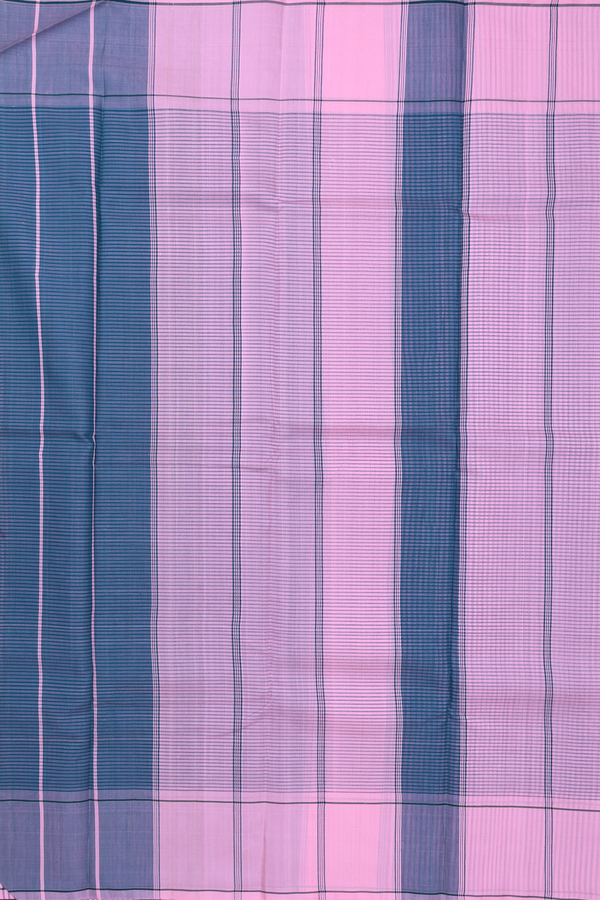 Koorainadu Silk Cotton Saree In Pink And Green With Checks