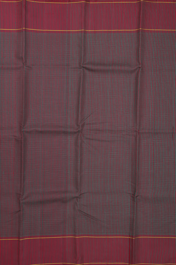 Koorainadu Silk Cotton Saree In Green And Red With Checks