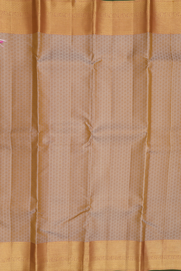 Kanchipuram Silk Saree In Pale Brown With Jacquard Pattern