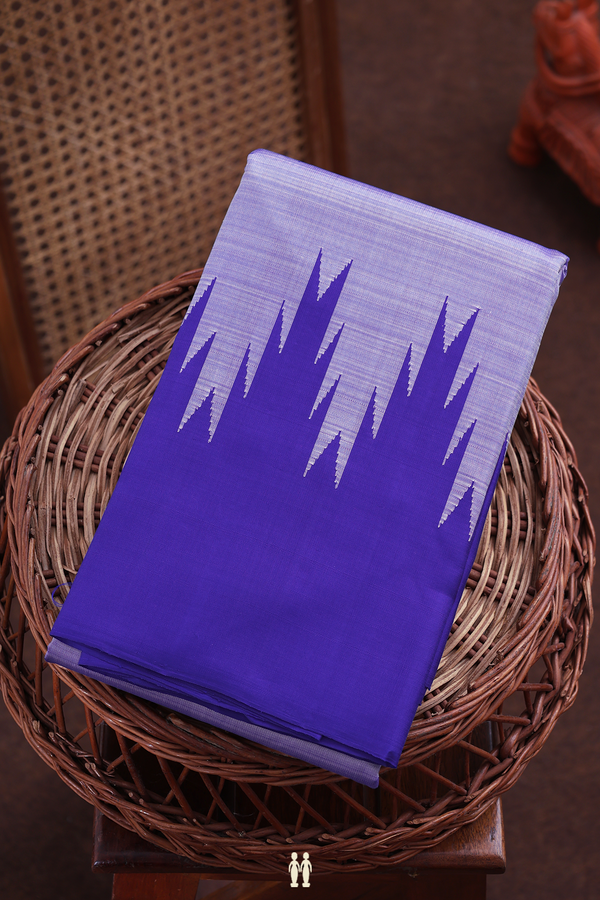 Kanchipuram Silk Saree In Bluish Purple With Temple Border