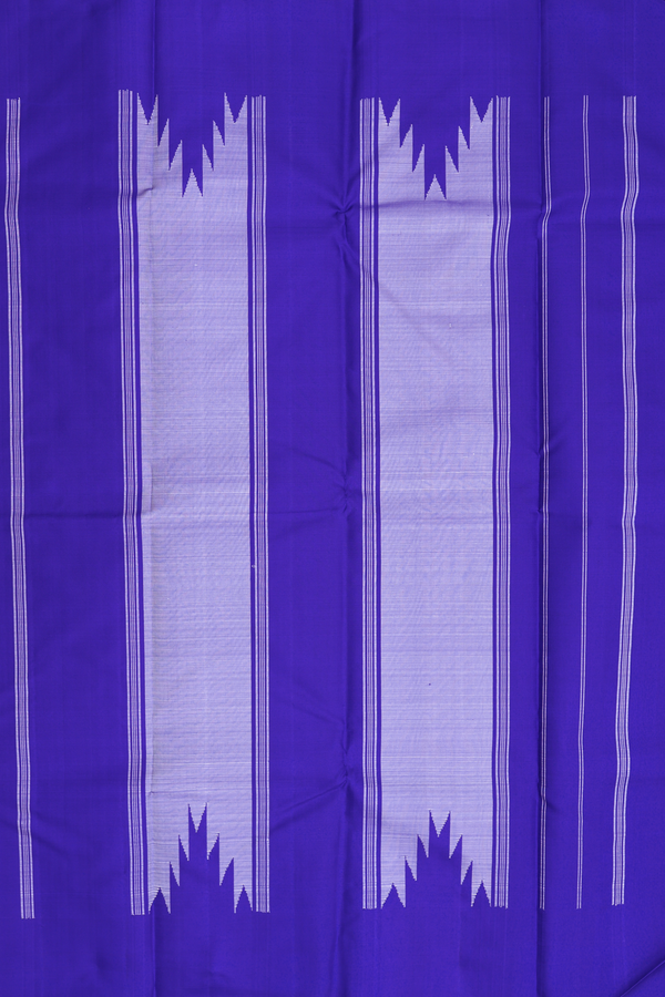 Kanchipuram Silk Saree In Bluish Purple With Temple Border