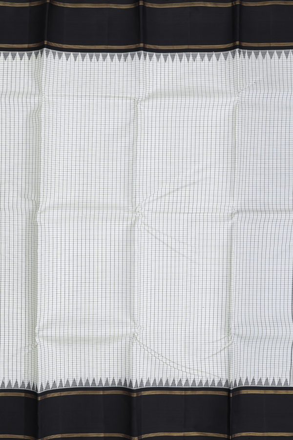 Kanchipuram Silk Saree In White With Checks Design