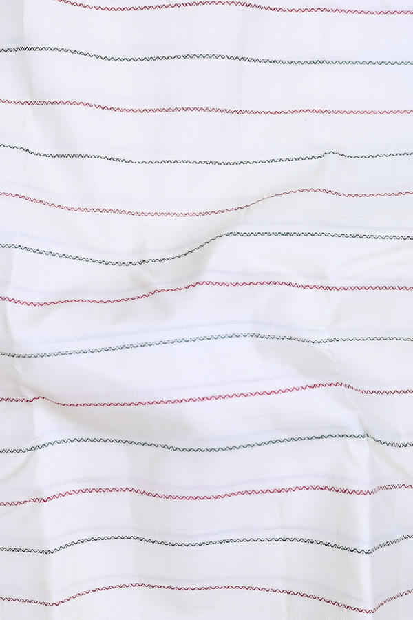 Kanchipuram Silk Saree In White With Stripes Design