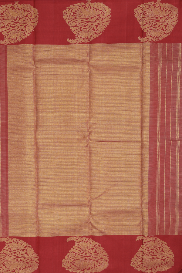 Kanchipuram Silk Saree In Red With Checks Design