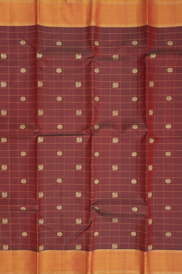 Kanchipuram Silk Saree In Manthulir With Checks Design
