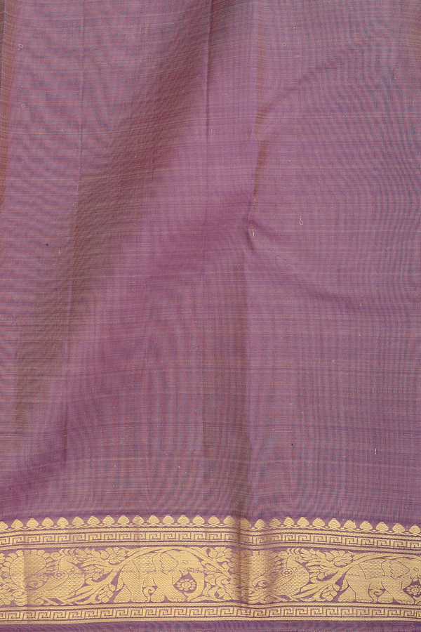 Kanchipuram Silk Saree In Pastel Khaki With Stripes Design