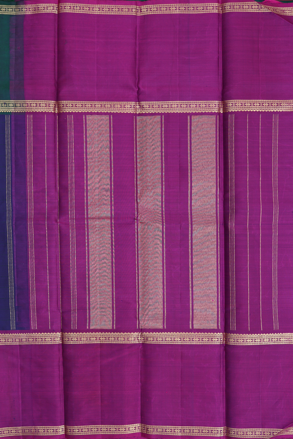 Kanchipuram Silk Saree In Navy Blue With Checks Design