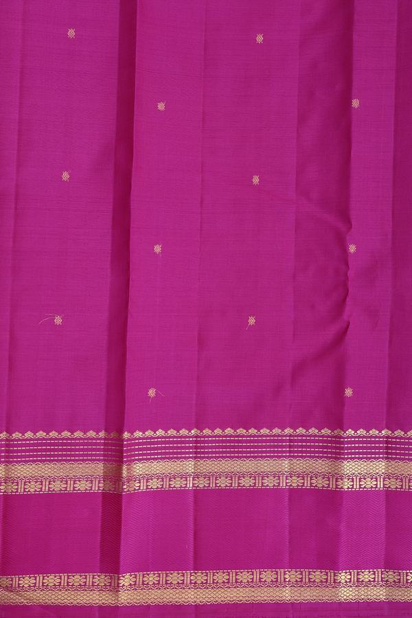 Kanchipuram Silk Saree In Coral Pink With Checks Design