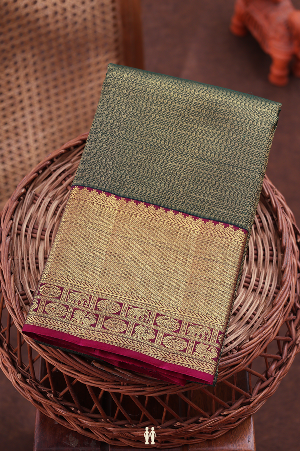 Kanchipuram Silk Saree In Green With Brocade Design