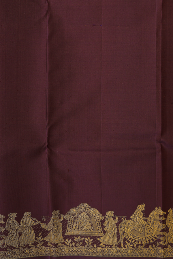 Kanchipuram Silk Saree In Maroon With Paisley Buttas