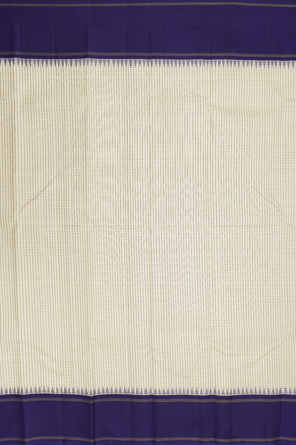 Kanchipuram Silk Saree In White With Checks Design