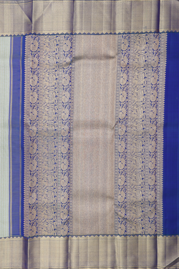 Kanchipuram Silk Saree In Green With Checks Design