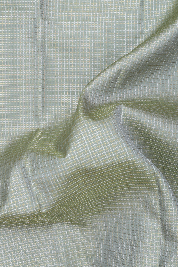 Kanchipuram Silk Saree In Green With Checks Design
