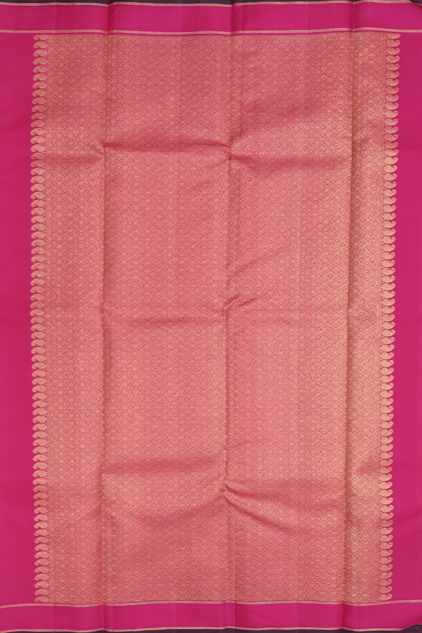 Kanchipuram Silk Saree In Coral Orange With Stripes Design