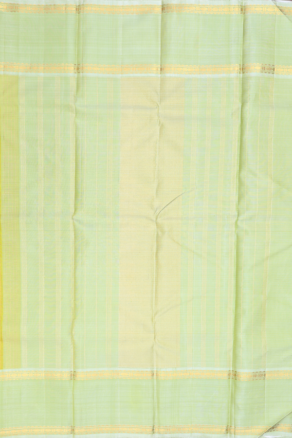 Kanchipuram Silk Saree In Pear Green With Checks Design