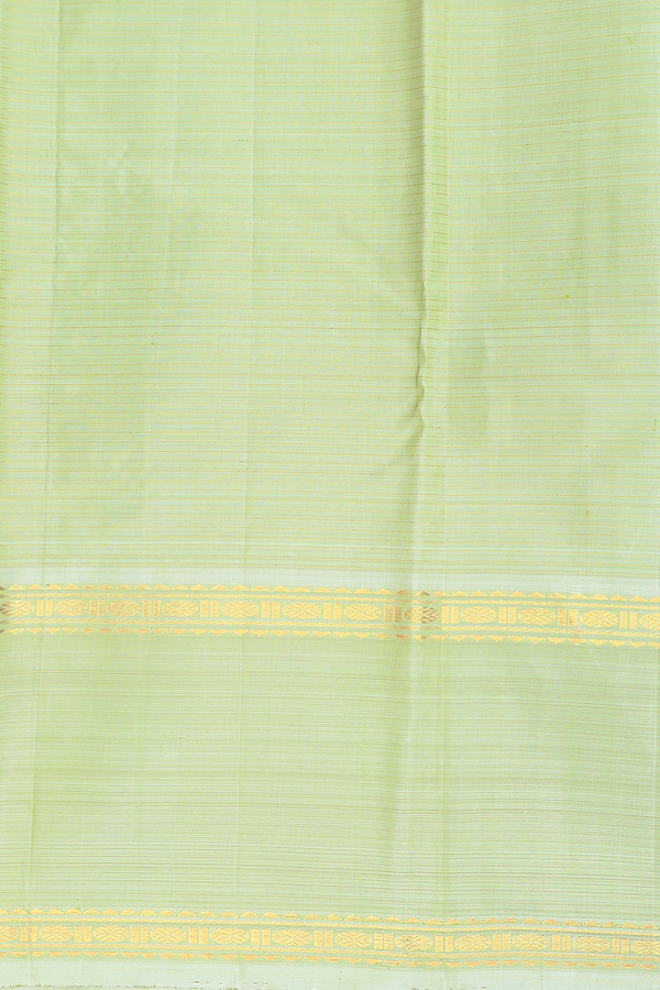 Kanchipuram Silk Saree In Pear Green With Checks Design