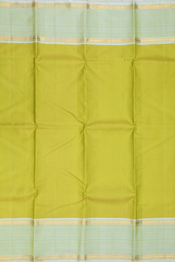 Kanchipuram Silk Saree In Pear Green With Checks Design
