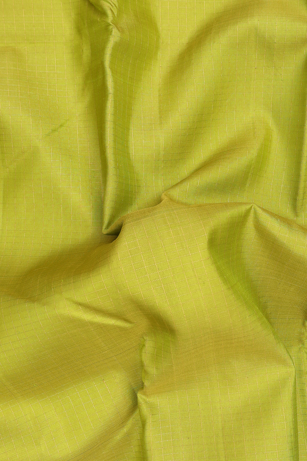 Kanchipuram Silk Saree In Pear Green With Checks Design