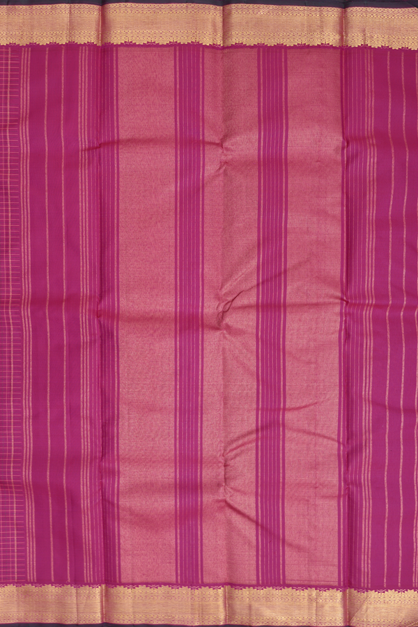Kanchipuram Silk Saree In Dark Pink With Checks Design