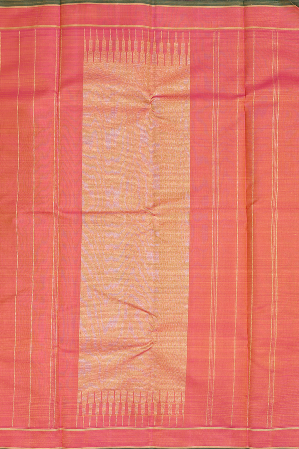 Kanchipuram Silk Saree In Yellow With Checks Design