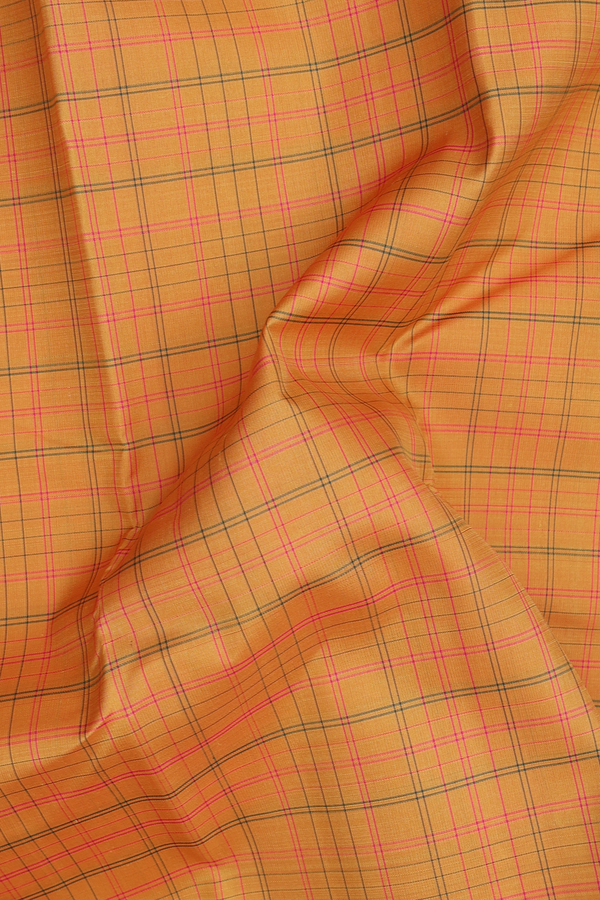 Kanchipuram Silk Saree In Yellow With Checks Design