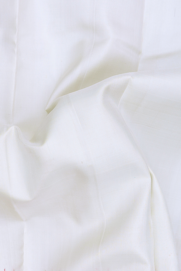 Kanchipuram Silk Saree In White With Ganga Jamuna Border
