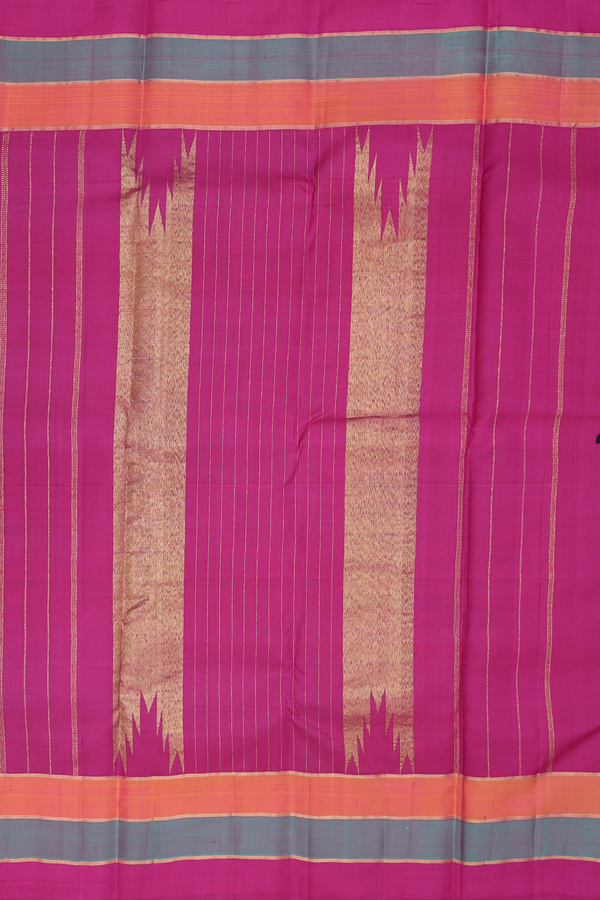 Kanchipuram Silk Saree In Royal Blue With Checks Border