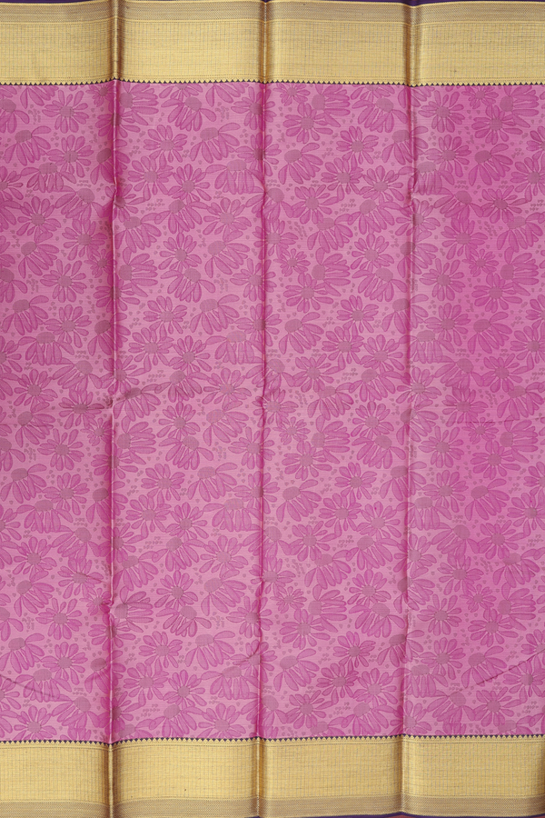 Kanchipuram Silk Saree In Pink With Floral Design