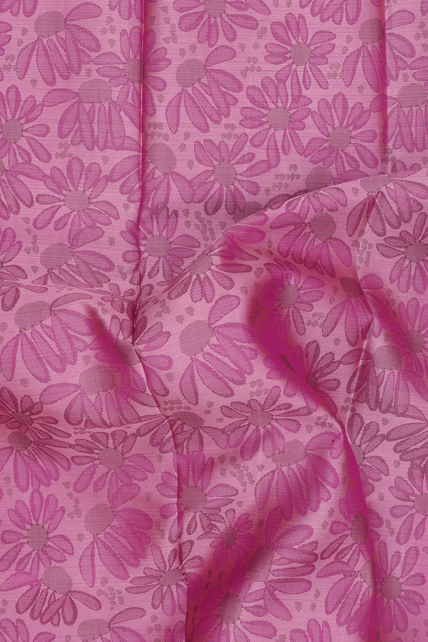 Kanchipuram Silk Saree In Pink With Floral Design