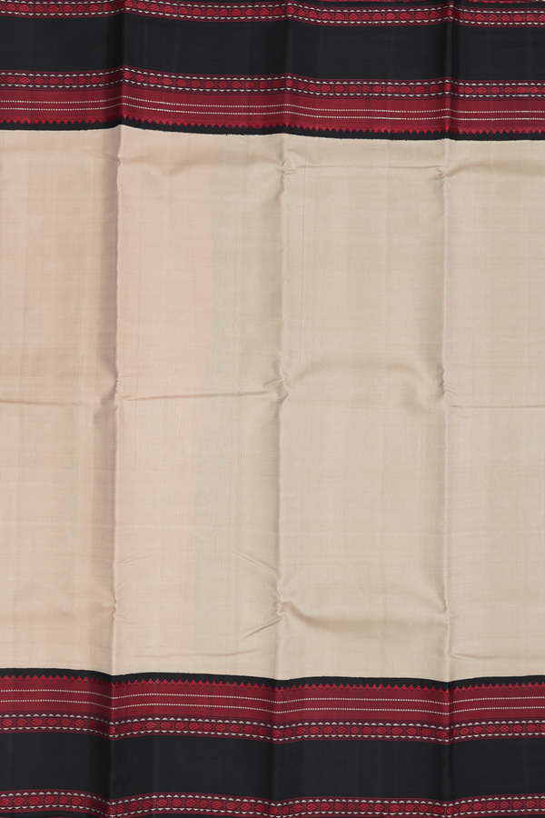 Kanchipuram Silk Saree In Cream Color With Korvai Border