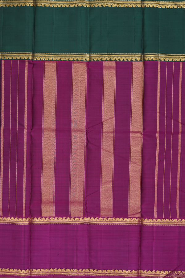 Kanchipuram Silk Saree In Black With Ganga Jamuna Border