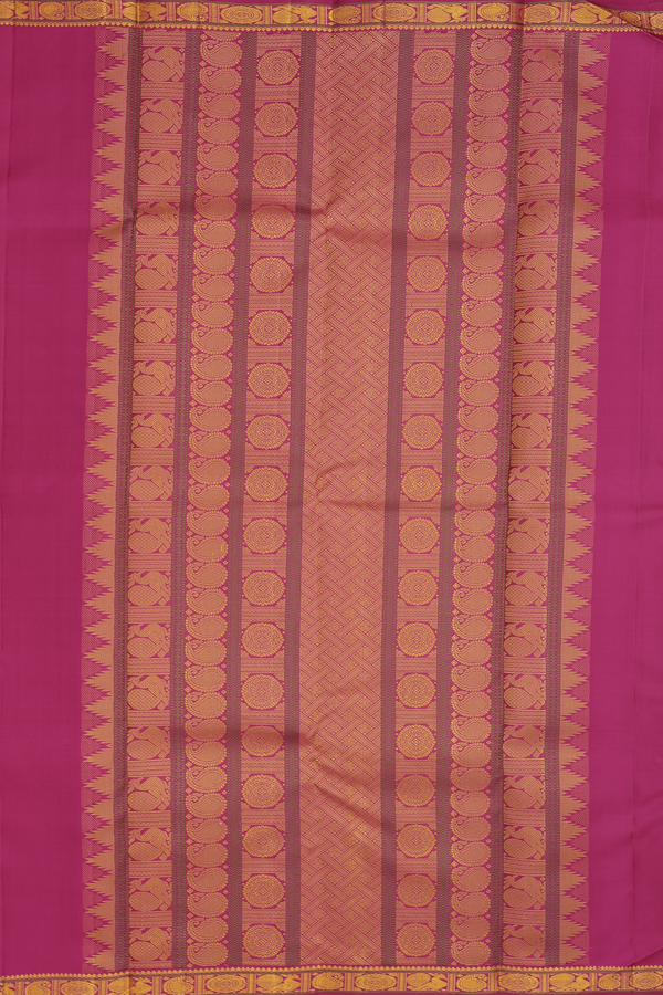 Kanchipuram Silk Saree In Dark Pink With Paisley Buttas