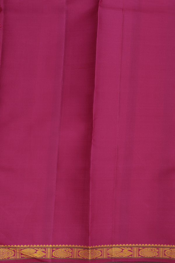 Kanchipuram Silk Saree In Dark Pink With Paisley Buttas