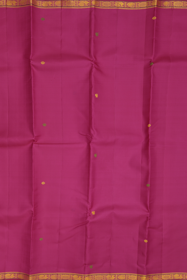 Kanchipuram Silk Saree In Dark Pink With Paisley Buttas