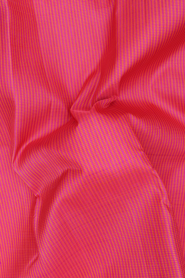 Kanchipuram Silk Saree In Pink And Orange With Checks Design