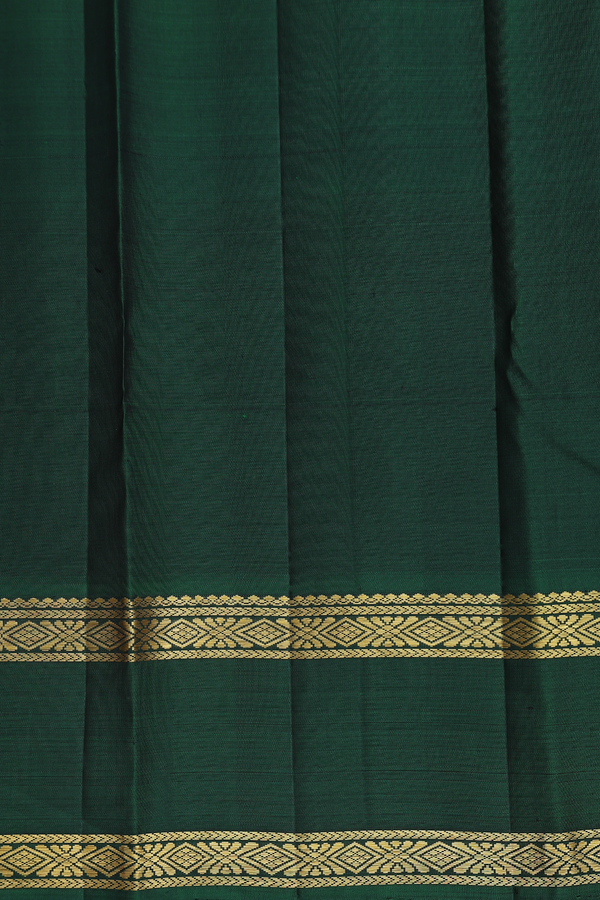 Kanchipuram Silk Saree In Olive Green With Checks Design