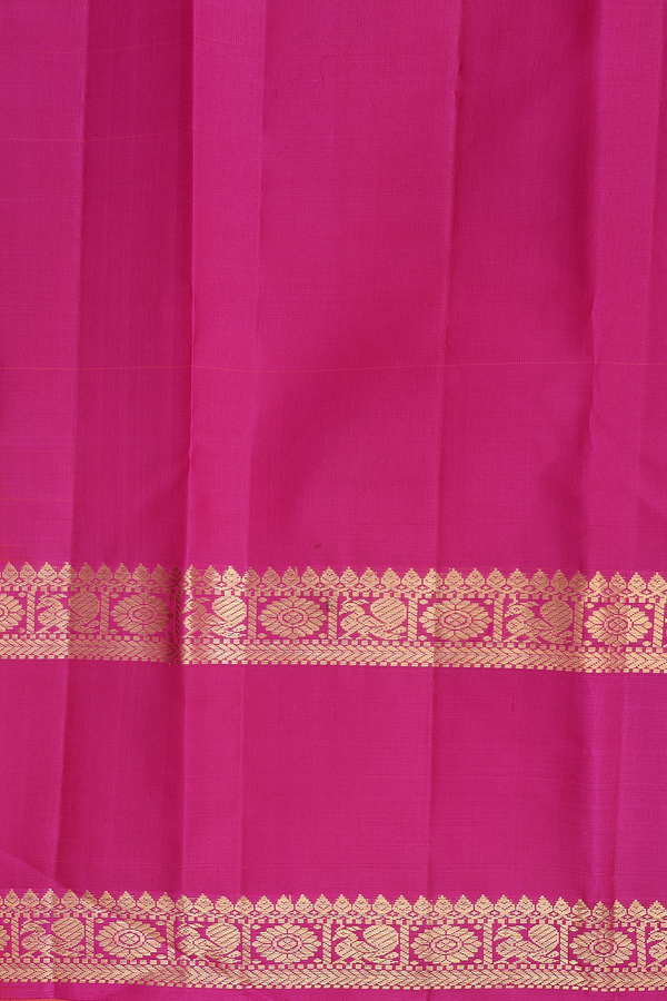 Kanchipuram Silk Saree In Coral Pink With Chakram Buttas