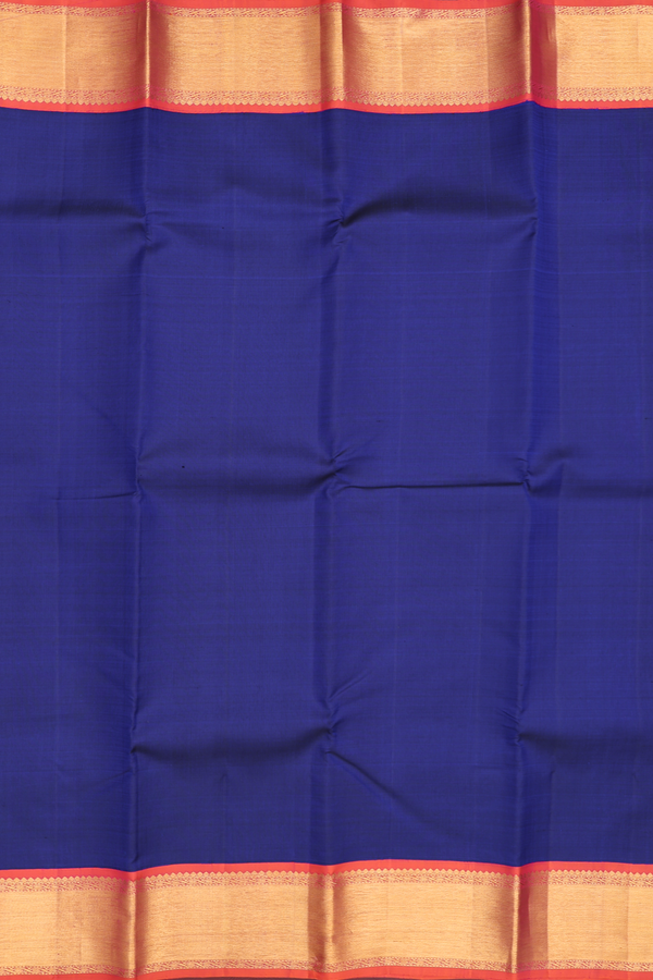Kanchipuram Silk Saree In Royal Blue With Contrast Border